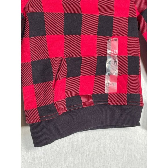 Ideology Unisex Little Kids Buffalo Plaid Hoodie, red black, 2T-3T - Picture 7 of 7